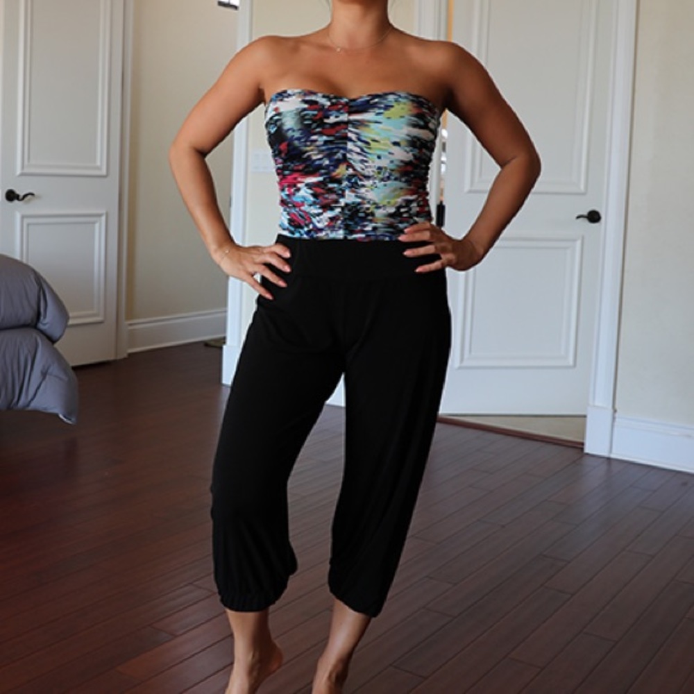 One piece strapless jumpsuit